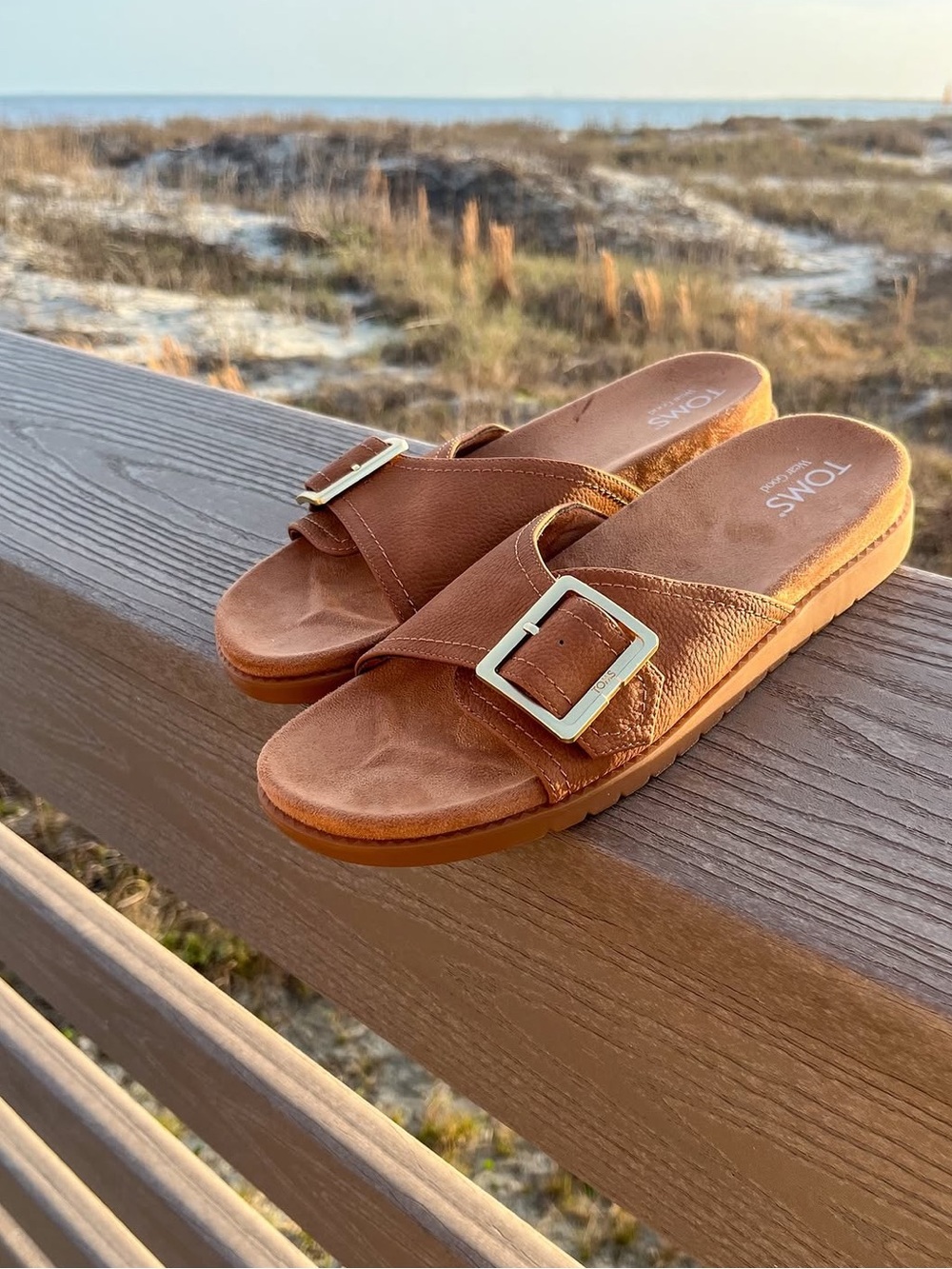 TOMS Marin Leather Sandals in Brown Sugar Nubuck